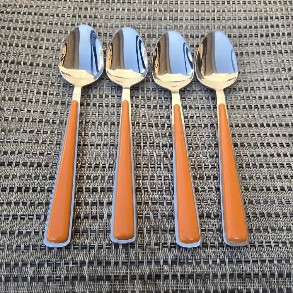 Fiesta Merengue Soup Spoons Flatware Lot of‎ 4 Tangerine Orange Fiestaware